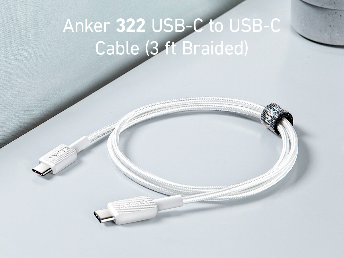 Picture of Anker 322 USB-C To USB-C Cable 3ft 60W Nylon Braided Cable Safe charging multicolour (Multicolor)