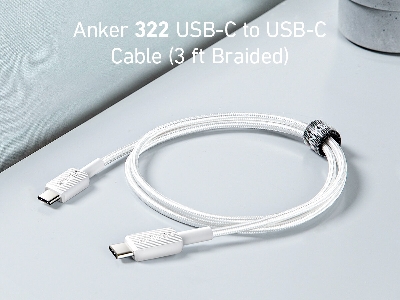 Picture of Anker 322 USB-C To USB-C Cable 3ft 60W Nylon Braided Cable Safe charging multicolour (Multicolor)
