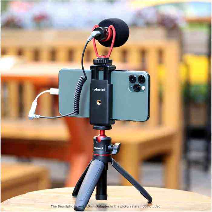 Picture of Ulanzi ST-07 Cold Shoe Phone Clip with Extendable Stick Tripod 1/4 Screw Phone Holder To Microphone for Vlogging (Black)
