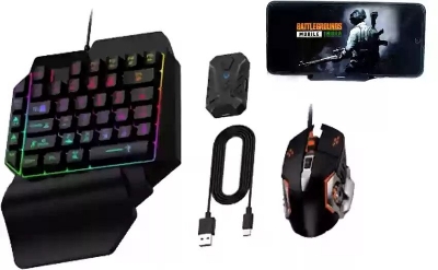 Picture of Mobile Controller Gaming Keyboard Mouse  Converter PUBG Keypad Adapter for Android USB TYPE-C Game Accessories 4 in 1 Gaming Keyboard Mouse Convertor Combo- Black (Black)
