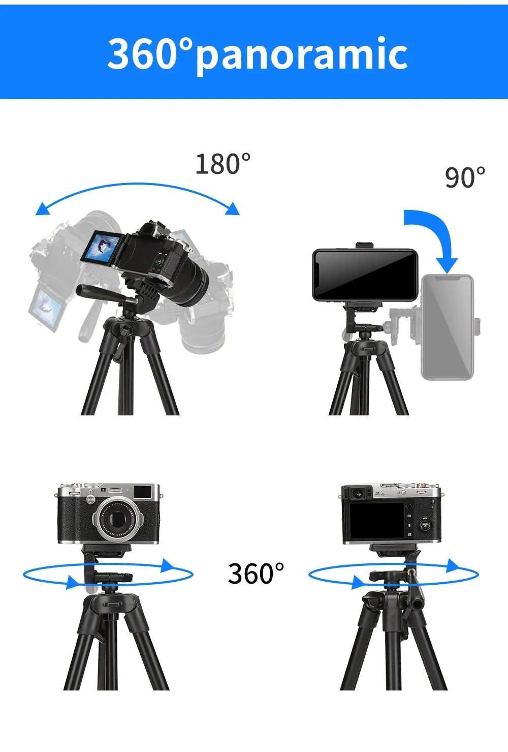 Picture of Jmary KP-2205 Professional Tripod with Mobile Holder- Black (Black)
