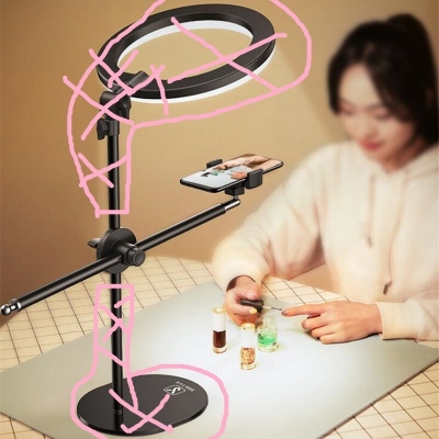 Picture of Monopod Mount Bracket Stand With Mobile Phone Holder & Storage Bag Use Any Ring Light Stand, Microphone Stand (Black)