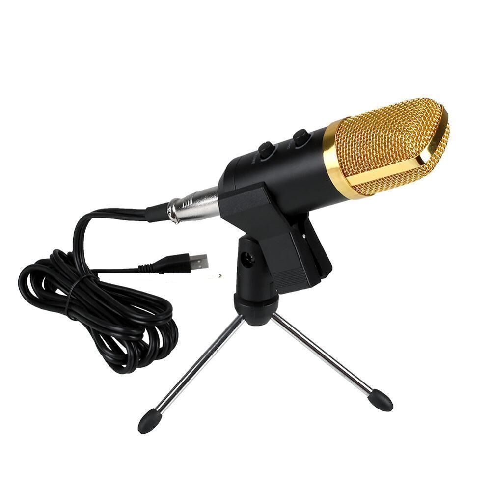 Picture of BM 100 FX 3.5mm USB Condenser Microphone for Studio Recording Computer laptop (Gold)