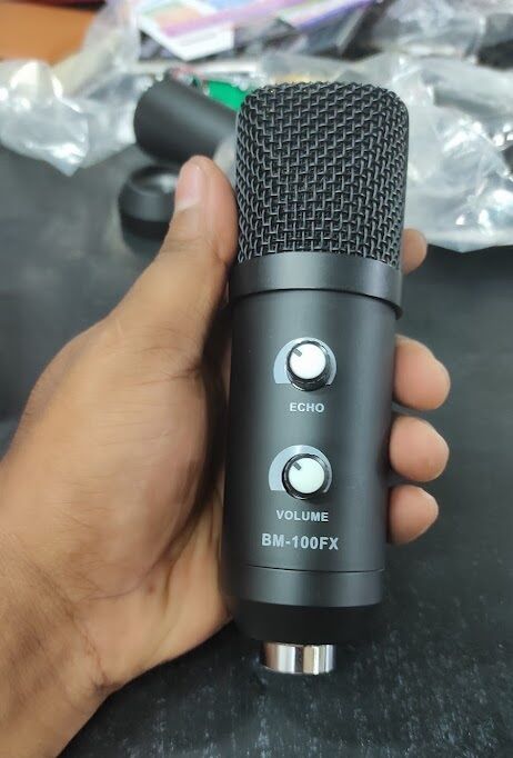 Picture of BM 100 FX 3.5mm USB Condenser Microphone for Studio Recording Computer laptop (Gold)