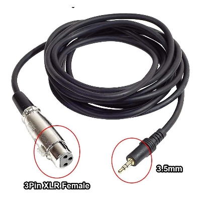 Picture of 3 Pin XLR Female to 3.5mm Male Microphone Audio Extension Cable 5 Miter (Black)