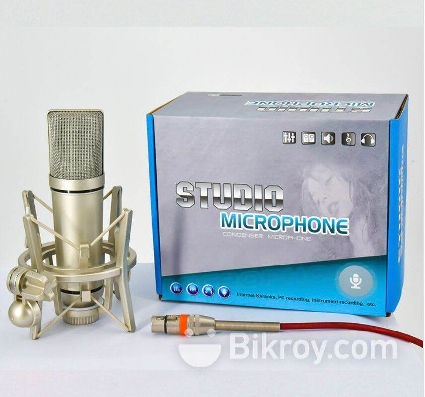 Picture of Professional Studio Record Condenser Microphone U87 With Shock Mount, Stand, holder, pop Filter,  XLR to 3.5mm Audio cable, Mic Foam For Mobile Computer laptop Gaming Podcast Silver (Silver)