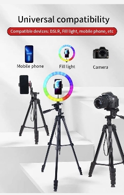 Picture of Jmary Kp2209  Aluminum Dslr & Mobile Camera Stand Tripod With Travel Bag for Live Streaming Vlogging (Black)