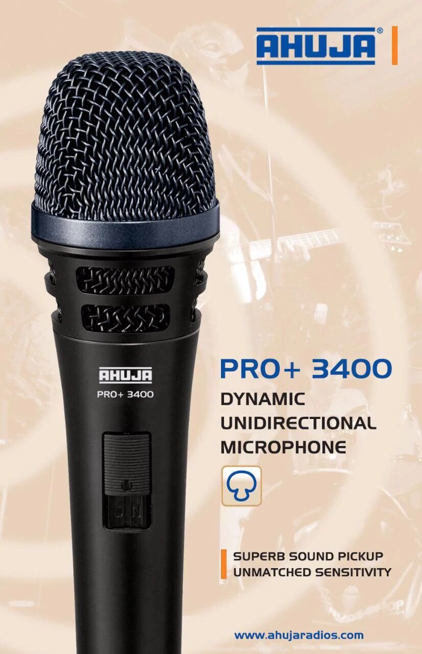 Picture of Wired Black Ahuja PRO+ 3400 Dynamic Unidirectional Microphone (Black)