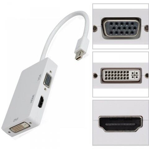 Picture of Mini DisplayPort to HDMI DVI VGA Adapter,Microsoft Surface Pro 6 5 4 3 Video Display Converter,Thunderbolt to HDMI VGA DVI Adaptor (White)