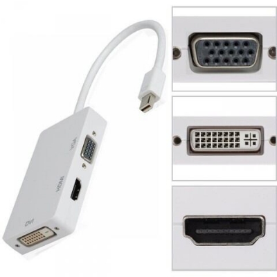 Picture of Mini DisplayPort to HDMI DVI VGA Adapter,Microsoft Surface Pro 6 5 4 3 Video Display Converter,Thunderbolt to HDMI VGA DVI Adaptor (White)