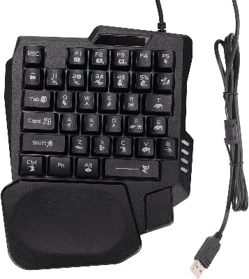 Picture of Colorful One-handed Gaming Keyboard 35 Keys LED Left Hand Mini Keypad USB Port For PUBG, Free-fire (Black)