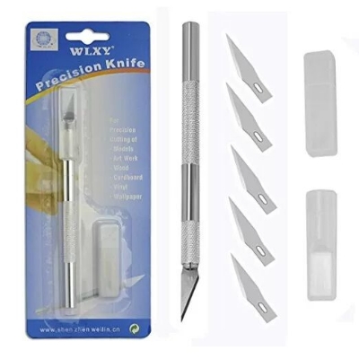 Picture of Multi-purpose Precision Art Knife With 5 Interchangeable Sharp Blades (Silver)