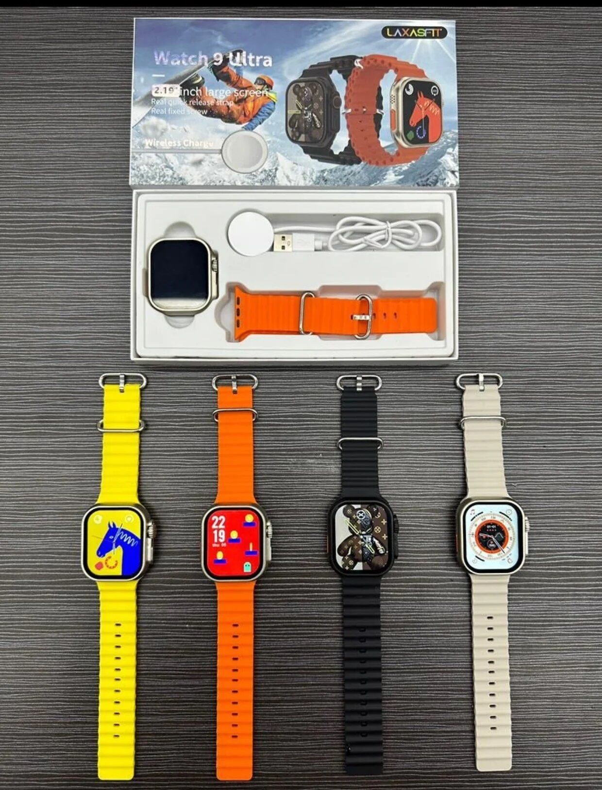 Picture of Watch 9 Ultra 49mm Unisex Smart Watch Series 9 2.19" Sport NFC Smartwatch Bluetooth Call Waterproof With Wireless Charger & Strip  for Apple & Android (Multicolor)