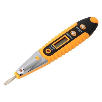 Picture of AC DC Voltage Tester Digital AC DC 12-220V Voltage Tester Pen Induction Test Pen Electric Multi Sensor LCD Display Voltage Voltmeter Non-Contact Electric Test Pen (Yellow)