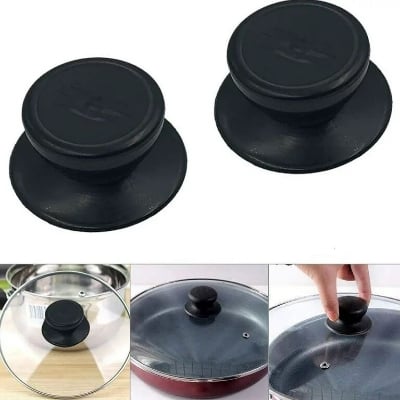 Picture of Pot Lid Knob Pan Lid Holding Handle Universal Kitchen Cookware Lid Replacement Knob (Black)