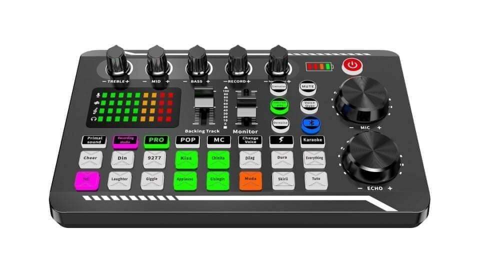 Picture of F998 Bluetooth Stereo Audio Mixer, for Live Youtube Streaming, PC, Recording Studio and Gaming (Black)