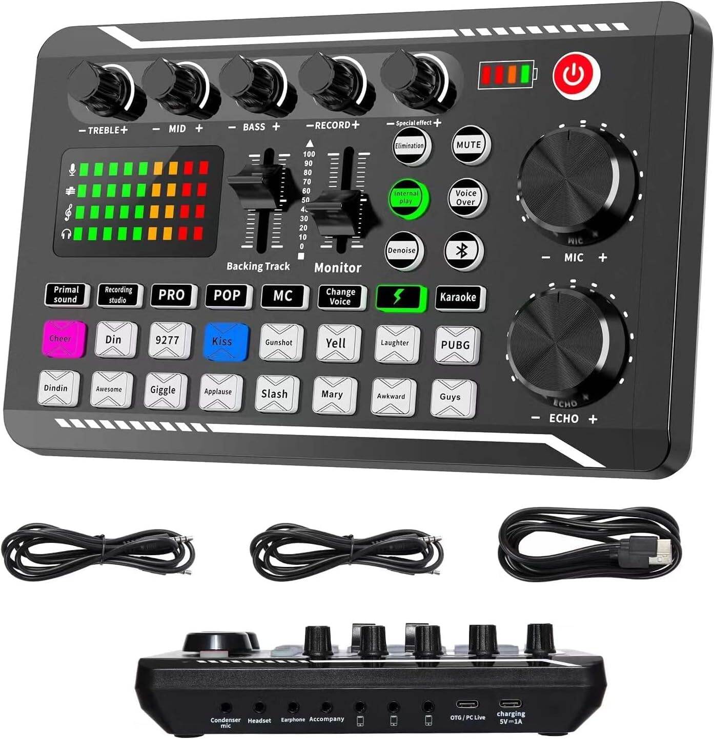Picture of F998 Bluetooth Stereo Audio Mixer, for Live Youtube Streaming, PC, Recording Studio and Gaming (Black)