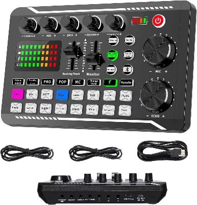 Picture of F998 Bluetooth Stereo Audio Mixer, for Live Youtube Streaming, PC, Recording Studio and Gaming (Black)