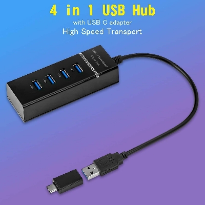 Picture of One Handed Half Keyboard 35keys Mouse USB Spilitter Type-C Adapter Gaming Combo with RGB LED Backlit  4 Port Adapter Mini Size Small Wired Set (Black)