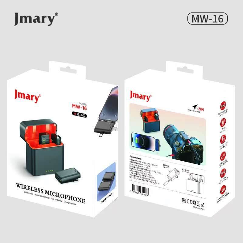 Picture of Jmary MW-16 2.4G Wireless Dual 3 in 1 Wireless Lapel Microphone For iPhone Type C DSLR (Black)