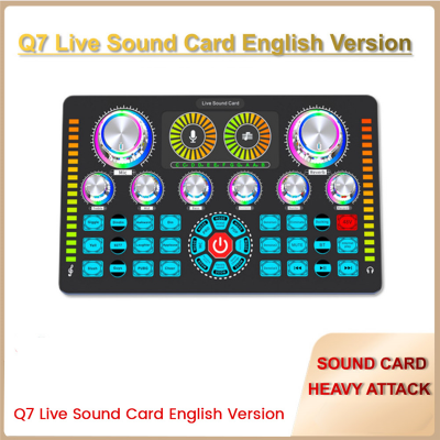 Picture of Professional Podcast Studio Sound Mixer Q7 Sound Card Audio Mixer for Recording Live Streaming Sound Card Kit For Phone PC (Black)
