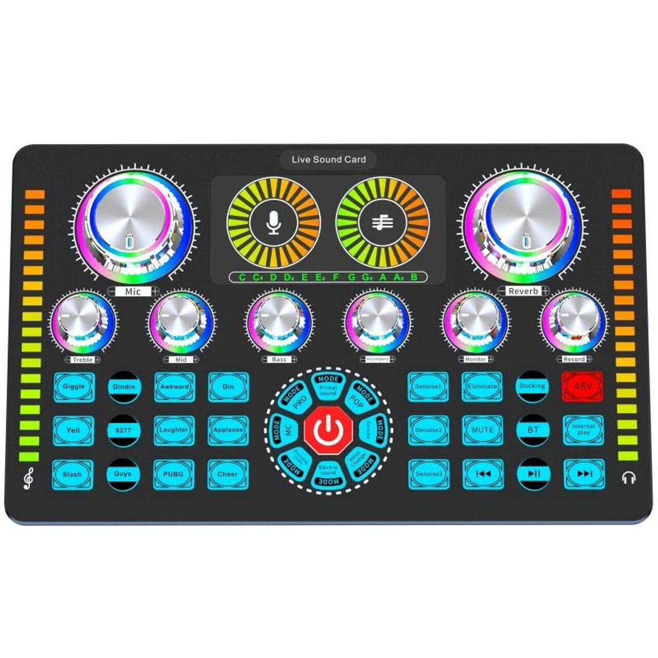 Picture of Professional Podcast Studio Sound Mixer Q7 Sound Card Audio Mixer for Recording Live Streaming Sound Card Kit For Phone PC (Black)