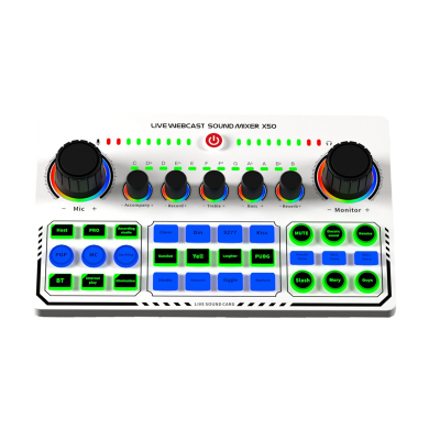Picture of X50 Professional Recording Studio Sound Cards USB Sound Card for Live Broadcast  for Facebook, you tube, TikTok, star maker karaoke etc. (Multicolor)