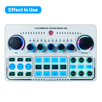 Picture of X50 Professional Recording Studio Sound Cards USB Sound Card for Live Broadcast  for Facebook, you tube, TikTok, star maker karaoke etc. (Multicolor)