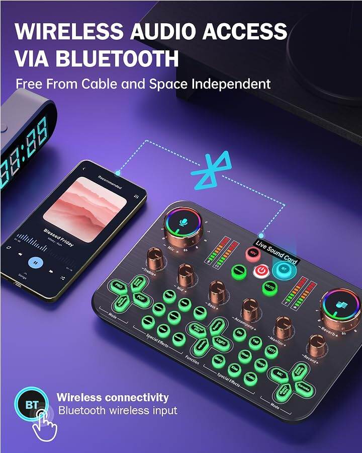Picture of K600 Sound Card Professional Live Broadcast Equipment Accessory Kit Audio Sound Card Mixer Mobile Phone Computer Universal (Black)