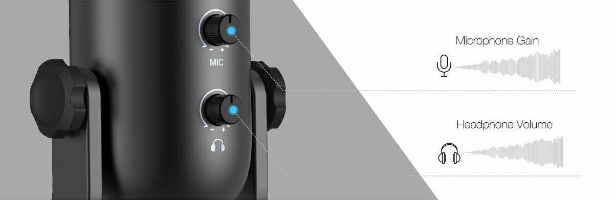 Picture of USB Podcast Microphone for Recording Streaming, Condenser Computer Gaming Mic for PC (Black)