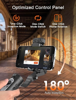 Picture of iSteady isxek Gimbal Stabilizer for Smartphone, 3-Axis Gimbal for iPhone, AI Tracking, Portable and Foldable Gimbal with Fill Light, Phone Stabilizer for Video Recording, Vlogging, YouTube, TikTok (Black)