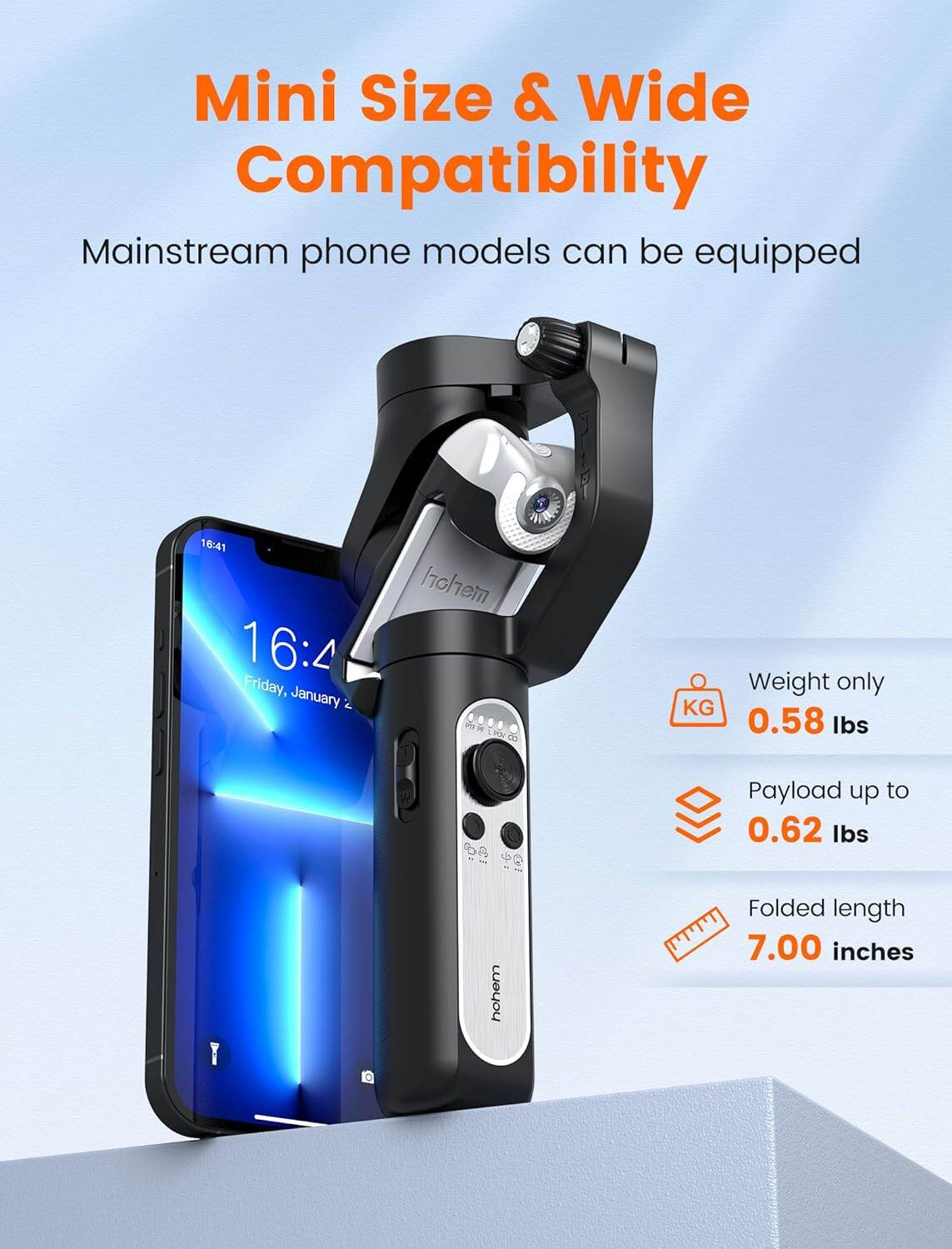 Picture of iSteady isxek Gimbal Stabilizer for Smartphone, 3-Axis Gimbal for iPhone, AI Tracking, Portable and Foldable Gimbal with Fill Light, Phone Stabilizer for Video Recording, Vlogging, YouTube, TikTok (Black)