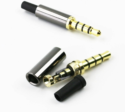 Picture of Copper 4 Pole 3.5MM Plug Male Headphone Jack with Clip 3.5MM Stereo Audio Connector for 4mm Cable Adapter 5 pcs  Multicolour (Multicolor)