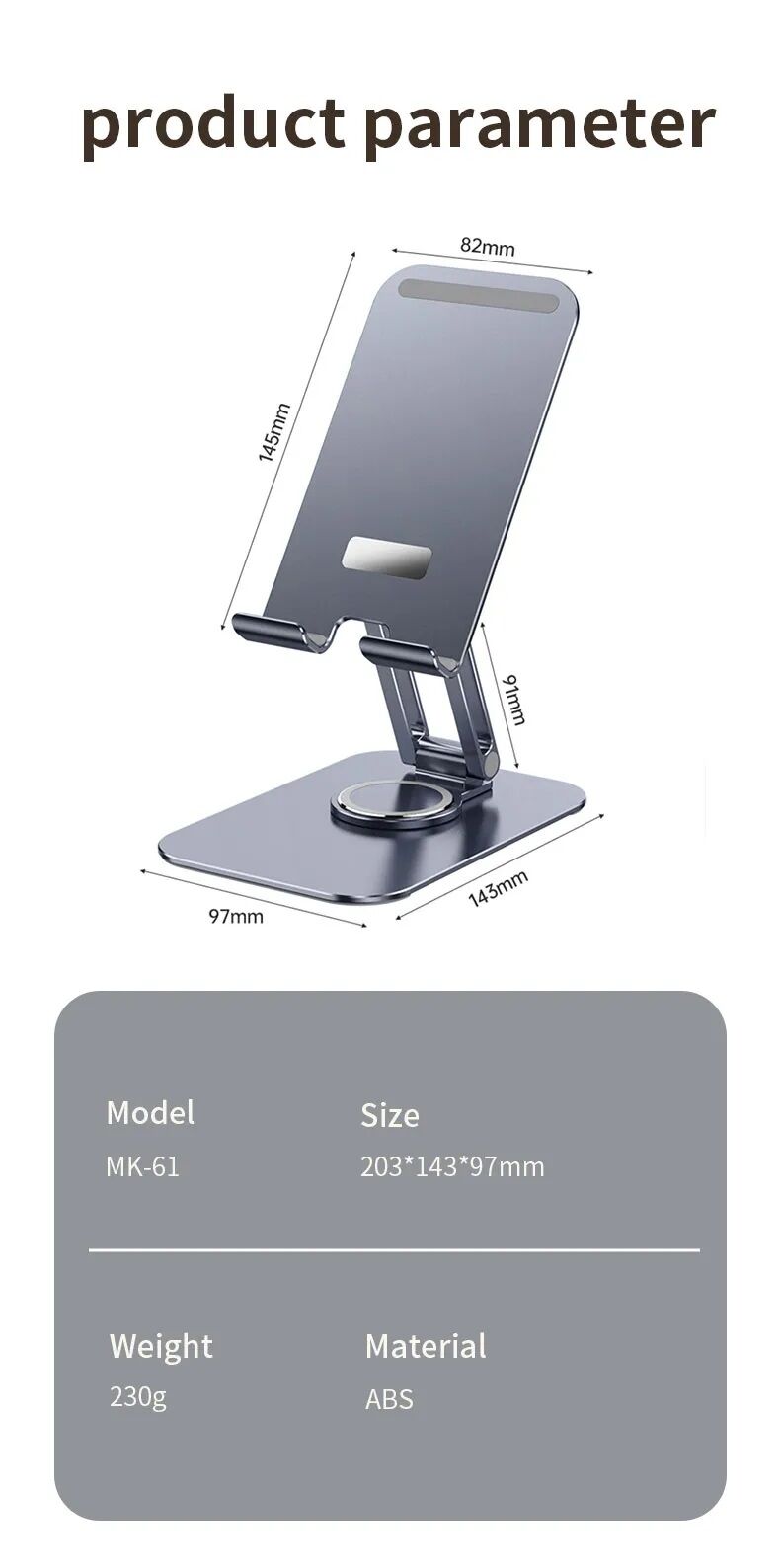Picture of mary MK-61 Aluminum Alloy Desktop Phone Stand (Silver)
