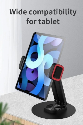 Picture of JMARY MK-63 360 Degree Rotating Foldable Desktop Stand Holder for Phone/Tablet (Black)