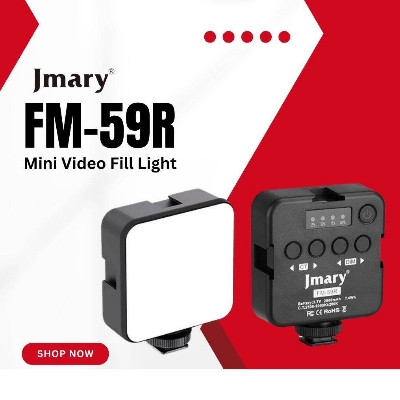 Picture of Jmary FM-59R Rechargeable Mini LED Light Video Recording Mini Fill Light with 3 Cold Shoe Mounts (Black)