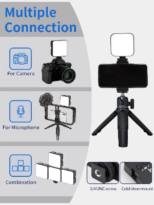 Picture of Jmary FM-59R Rechargeable Mini LED Light Video Recording Mini Fill Light with 3 Cold Shoe Mounts (Black)