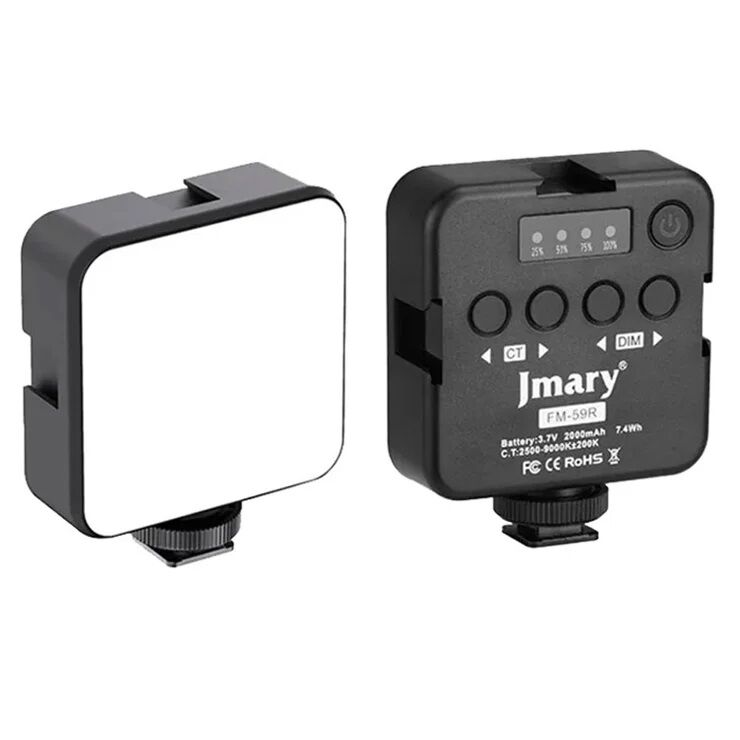 Picture of Jmary FM-59R Rechargeable Mini LED Light Video Recording Mini Fill Light with 3 Cold Shoe Mounts (Black)