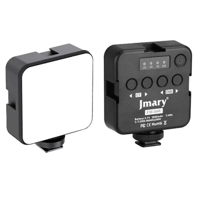 Picture of Jmary FM-59R Rechargeable Mini LED Light Video Recording Mini Fill Light with 3 Cold Shoe Mounts (Black)