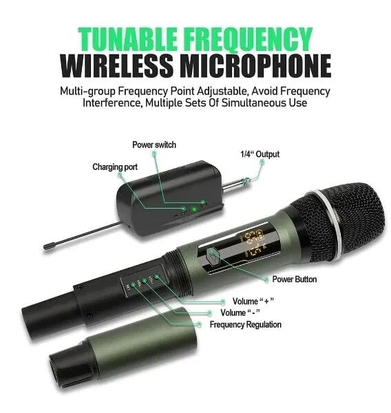 Picture of Shengfu CP-113CD Professional Rechargeable UHF Wireless Interview Microphone (Black)