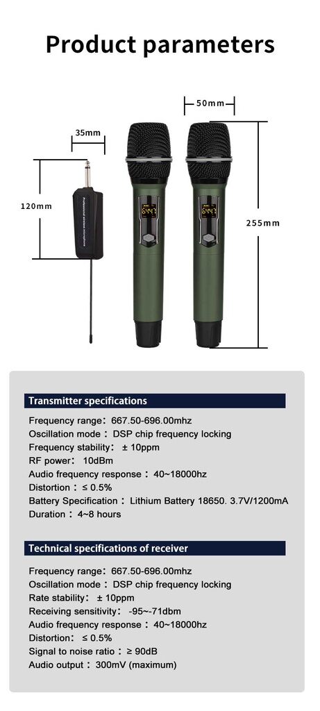 Picture of Shengfu cp-110 cd dual wireless hand microphone For journalist Black (Black)