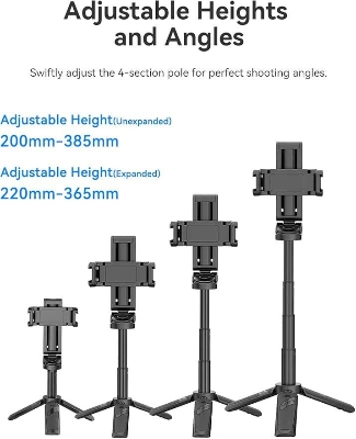 Picture of Ulanzi JJ02 Extendable Grip Phone Tripod with Remote M004 (Black)