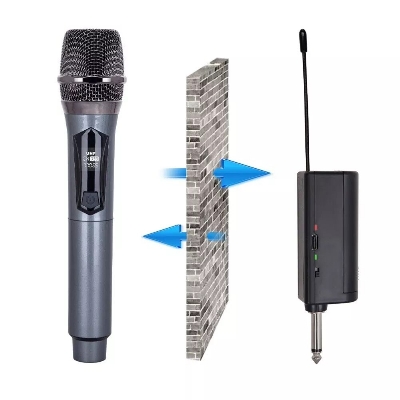 Picture of Professional UHF Wireless Microphone with Portable Mini Receiver, Karaoke Handheld mic System 6.35mm Jack (Black)