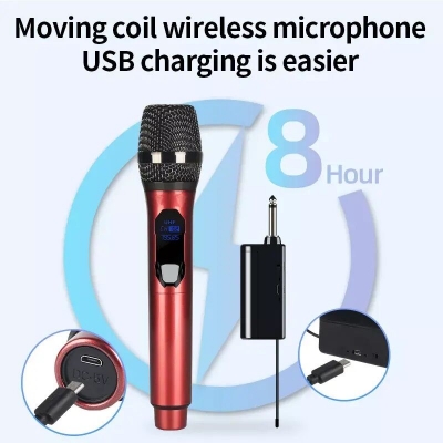 Picture of Professional UHF Wireless Microphone with Portable Mini Receiver, Karaoke Handheld mic System 6.35mm Jack, 50-60 Feet Range for House Parties, Karaoke Singing (single Cordless) (Black)