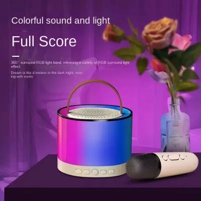 Picture of K52 Wireless Bluetooth Speaker Multifunction Dual microphone Portable Music Player Karaoke Machine for Child Home Party (Single Mic + Speaker)