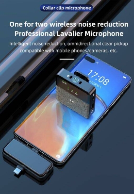 Picture of SX31 3in1 Wireless Lavalier Microphone Type-C & Lighting port Mic DSP Intelligent Nosie Reduction Low Latency Microphone (Black)