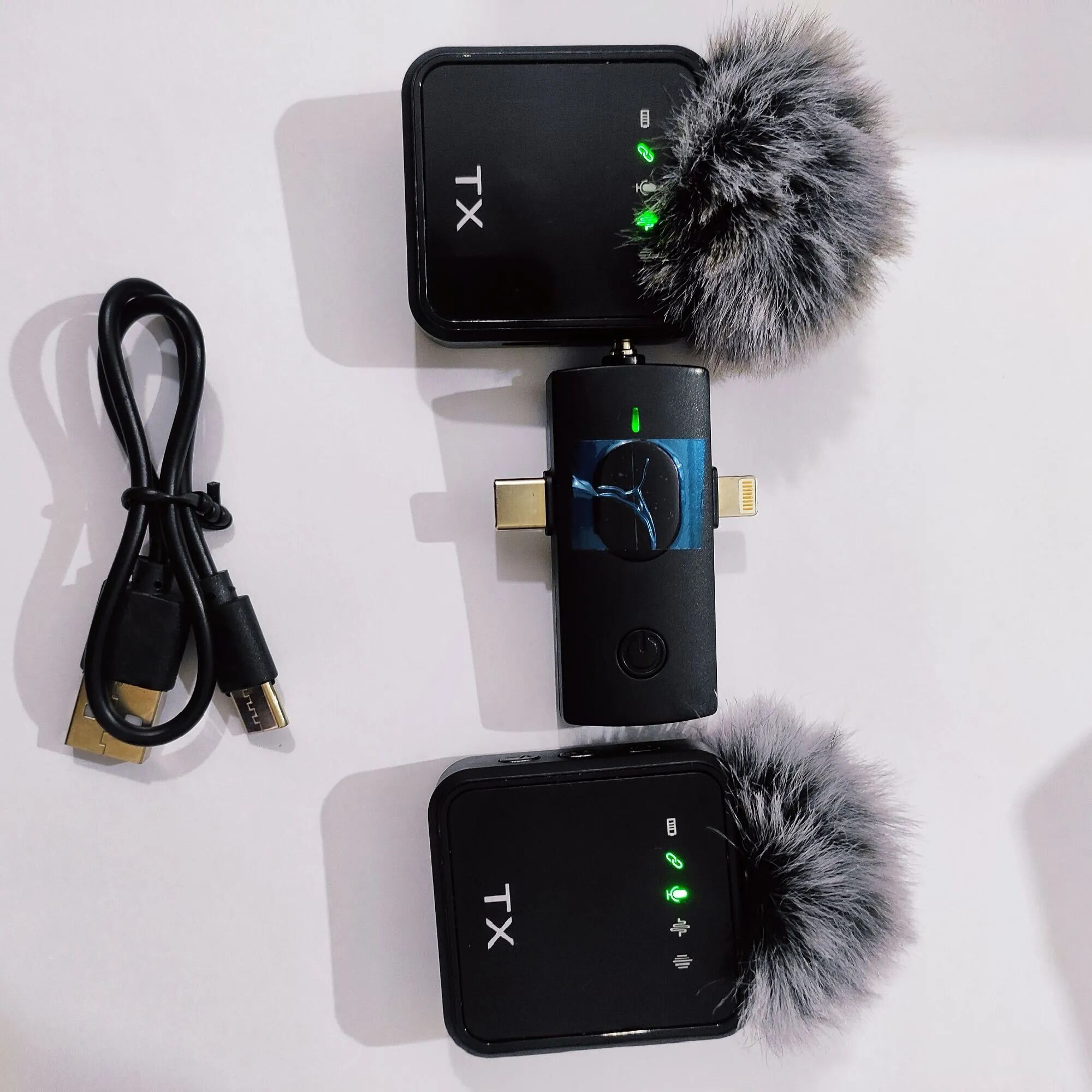 Picture of F11-2:1 Collar Wireless Microphone 3in1 iPhone, Android, Camera & Type-C Supported 99% Noise Cancellation (Black)