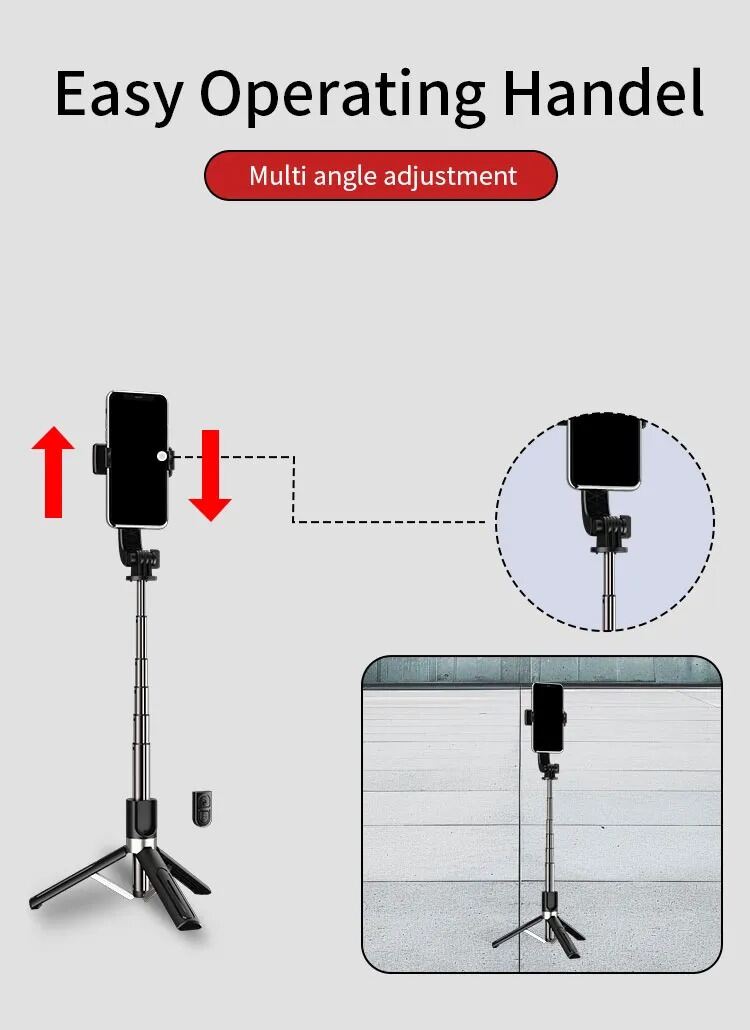 Picture of JMARY KT-219 6 Sections Extendable Selfie Stick Tripod Stand with Remote Control (Black)