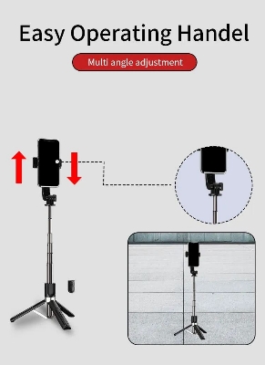 Picture of JMARY KT-219 6 Sections Extendable Selfie Stick Tripod Stand with Remote Control (Black)