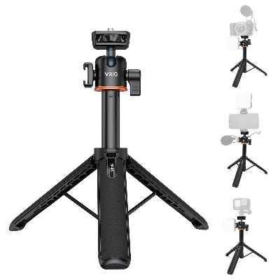 Picture of VRIG TP-06 Selfie Stick Tripod Stand Aluminum Alloy with 1/4 Inch Screw Cold Shoe Mount - black (Black)